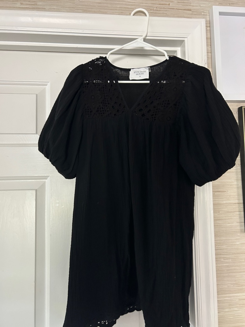 Black Textured Skirt with Crochet Hem